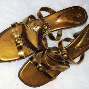 Michelle D. Copper Slide Sandals Heels